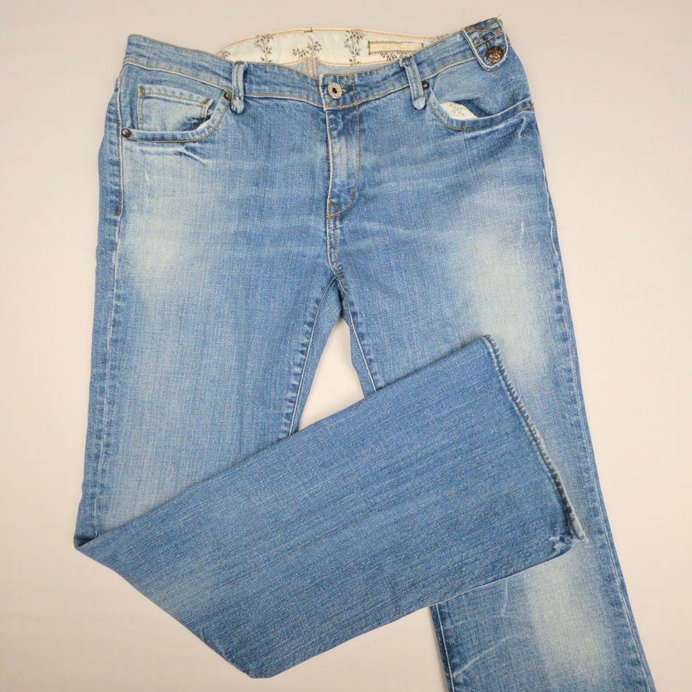 Polo Jeans Co No 67 Kelly Boot Cut Jeans Womens 12/31 Blue Faded Stretch Cotton